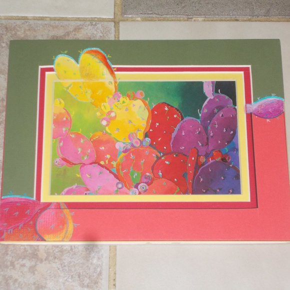 Multicolor cactus print, matted approximately 9 1/4"x7.5" - Picture 2 of 6